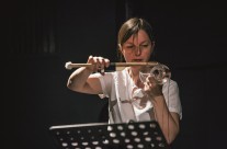 Barbara Lüneburg: Weapon of Choice – a multimedia event for violin, sound and video, photo by Kristijan Smok